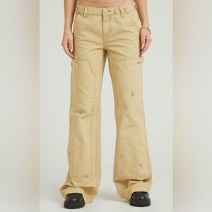 Pacsun Tan Rhinestone Baggy Cargo Pants